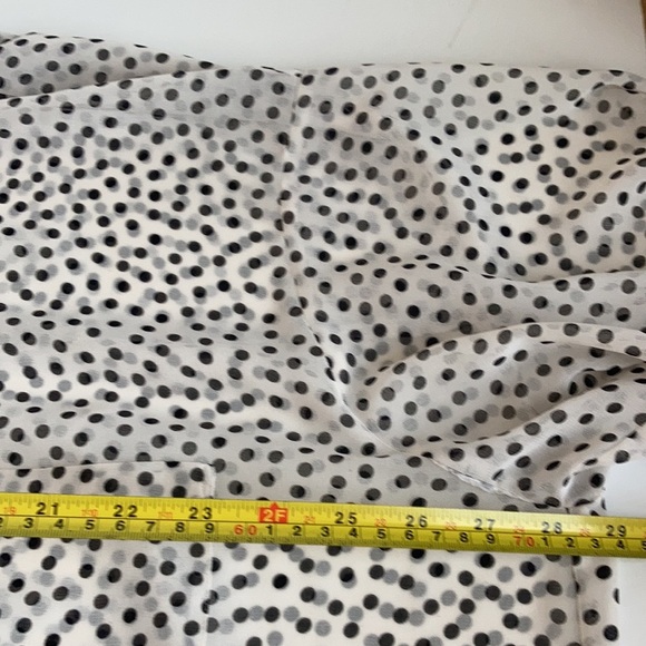 Zara oversized white sheer blouse black polka dots high ruffle neck button down - Picture 14 of 15